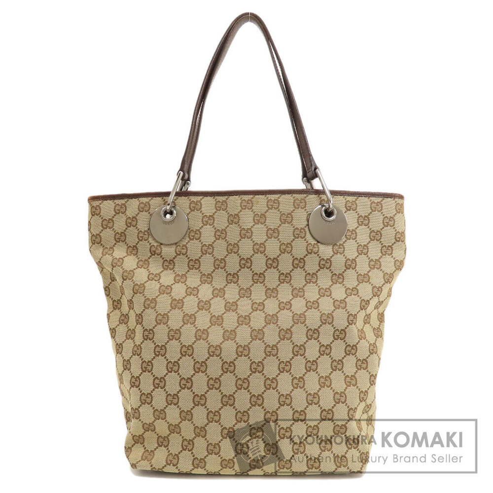 Gucci GG Canvas Eclipse Tote Shoulder Bag Brown